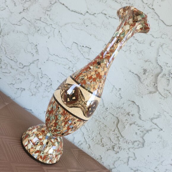 Jean Gerbino Vallauris Vase 12.5" French Mosaic Clay Inlay Pottery Vintage - Picture 2 of 16